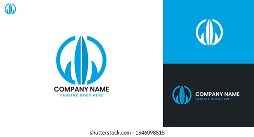 Surfer, Surfing logo - All elements on this template are editable with vector software.