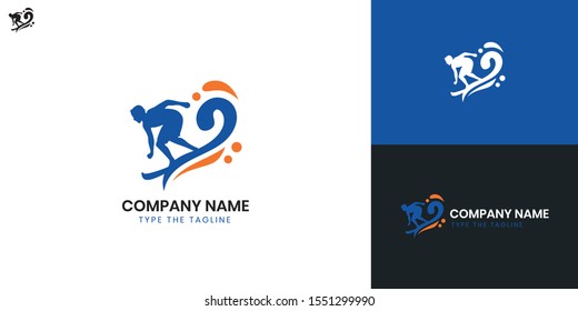 Surfer, Surfing logo - All elements on this template are editable with vector software.