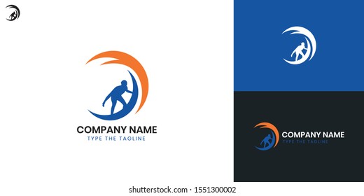 Surfer, Surfing logo - All elements on this template are editable with vector software.