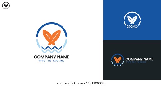 Surfer, Surfing logo - All elements on this template are editable with vector software.