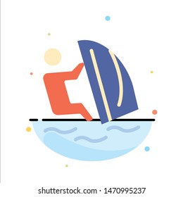 Surfer, Surfing, Water, Wind, Sport Abstract Flat Color Icon Template. Vector Icon Template background