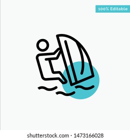 Surfer, Surfing, Water, Wind, Sport turquoise highlight circle point Vector icon
