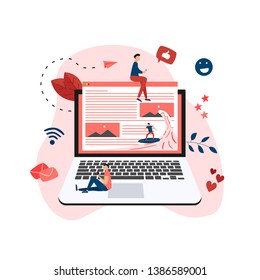 Surfer surfing a wave web page vector illustration. Web page surfing concept.	