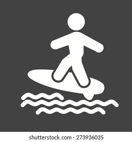 Surfer, surfingboard, water sport icon vector image. Can also be used for fitness, recreation. Suitable for web apps, mobile apps and print media.