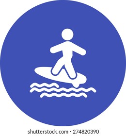 Surfer, surfingboard, water sport icon vector image. Can also be used for fitness, recreation. Suitable for web apps, mobile apps and print media.