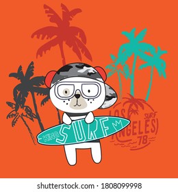 surfer teddy bear on the beach