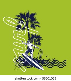 surfer text background