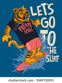 surfer tiger vector design 