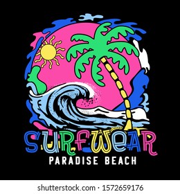 Surfer typography , tee shirt graphics, vectors,