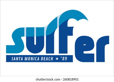 Surfer  typography, t-shirt graphics, vectors