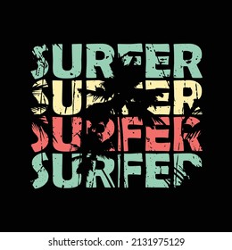 Surfer typography vector t shirt design illustration