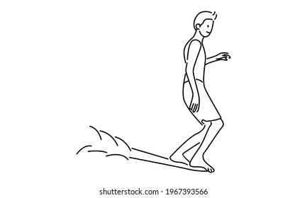 Surfer vacation sea wave vector illustration