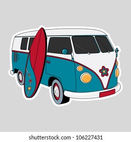 Surfer Van Illustration