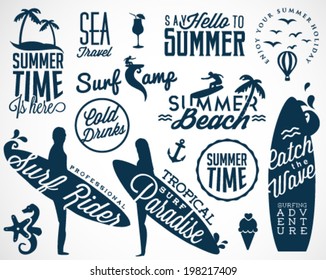 Surfer Vector Elements in Vintage Style