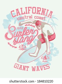 Surfer Vector Graphic for apparel - T shirts