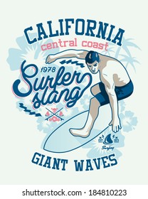 Surfer Vector Graphic for apparel - T shirts