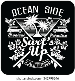 surfer vector set. vintage surf elements. vector retro surf label set.