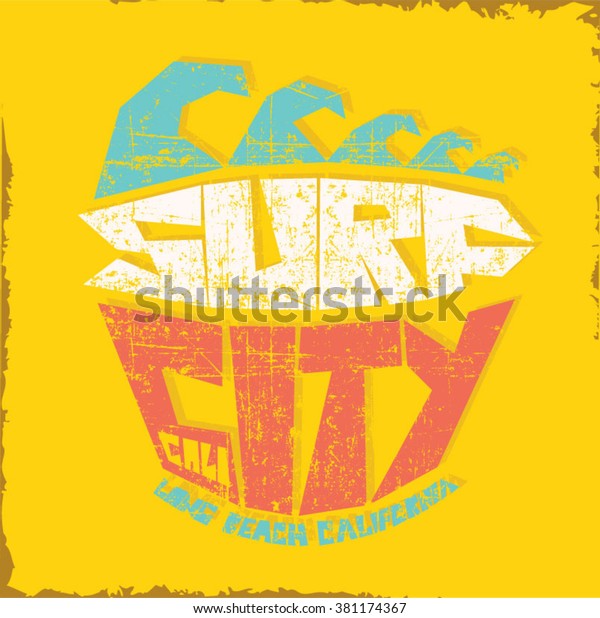 surfer vector set.vintage surf elements.Long\
beach surf story vector element. surf car retro vector print. palm\
tree. california