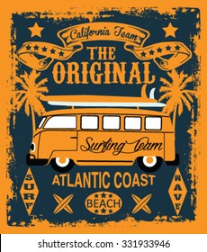 surfer vector set.vintage surf elements.vector retro surf label set.Long beach surf story vector element. surf riders. vector surf print surf world cup.surf car retro vector print.