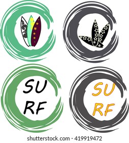 surfer vector set.vintage surf elements.vector retro surf label set