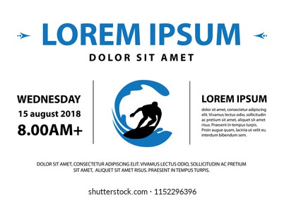 surfer and wave, event invitation template