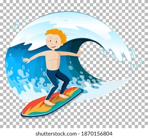 A surfer and wave isolated illustration