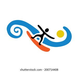 surfer and the wave, vector illustration