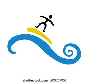 surfer and the wave, vector illustration