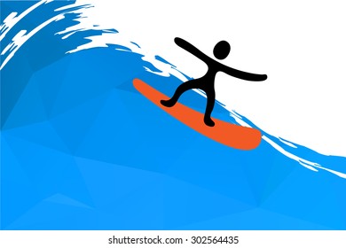 surfer and the wave, vector illustration
