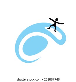 surfer and the wave, vector logo illustration
