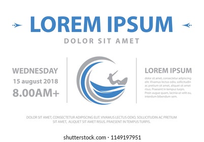 surfer and waves, event invitation card template