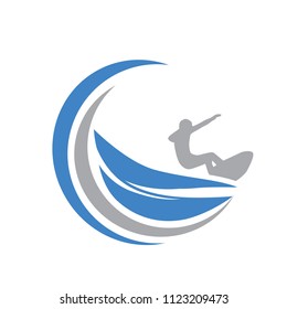 surfer and waves,  logo icon