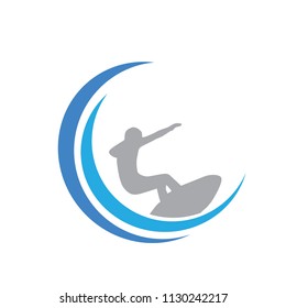 surfer and waves, logo icon
