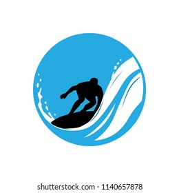 Surfer And Waves,  Logo Icon