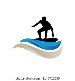 Surfer And Waves, Logo Icon