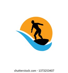 surfer and waves, logo icon