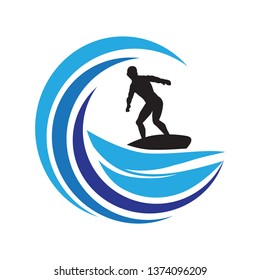 surfer and waves, logo icon