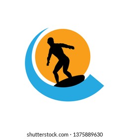 surfer and waves, logo icon