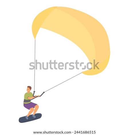Surfer wind jump icon cartoon vector. Kitesurfing sport. Skill fly liquid