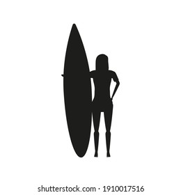 surfer woman vector with surfboard