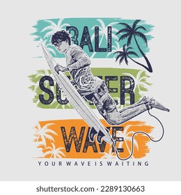 Surfer und große Wellen, Gravuren, Vektorgrafik