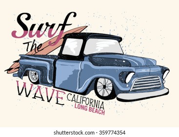 Surfers Car Illustration Tshirt Graphics Vectors Stock Vector (Royalty ...