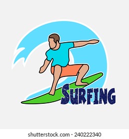 Surfer's drawing on the Hawaiian wave