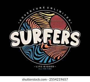 Surfers Line Art Hand Drawn vector Tshirt Design
