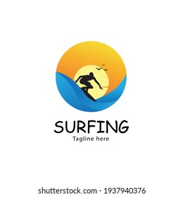 surfers logo icon, vector illustration