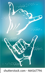 Surfer's shaka hand sign