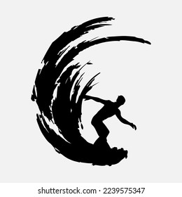 Surfers Silhouette Vector white background illustration graphics  