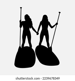 Surfers Silhouette Vector white background illustration graphics  