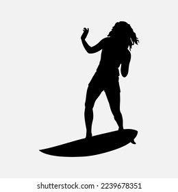 Surfers Silhouette Vector gráficos de fondo blanco  