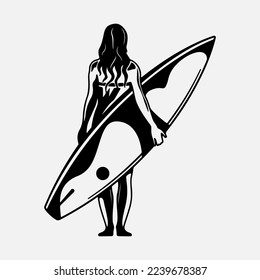 Surfers Silhouette Vector white background illustration graphics  